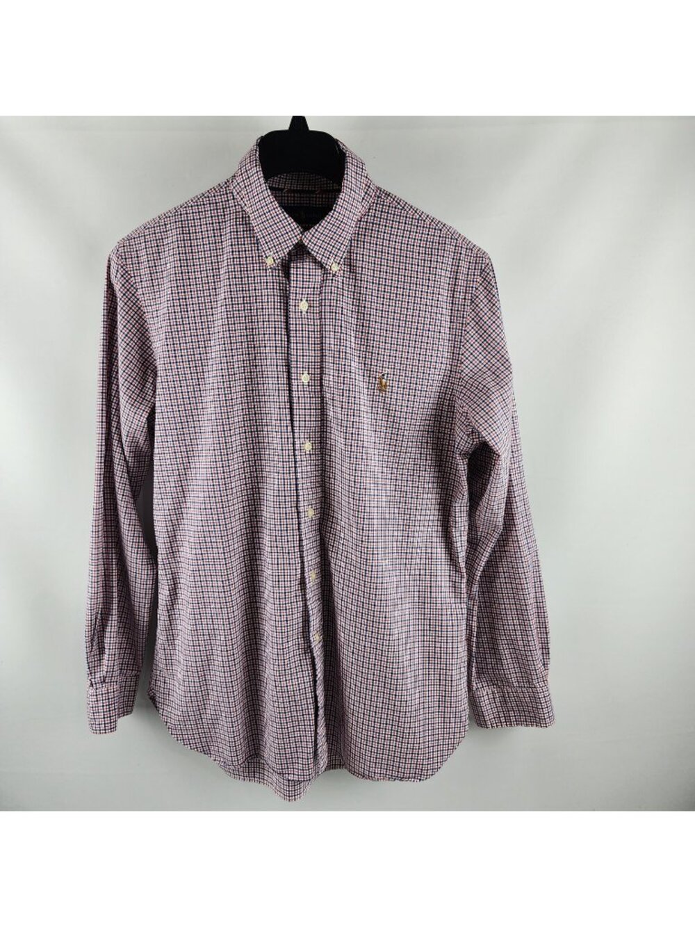 Ralph Lauren Shirt Mens Large Multi Flesh Pony Slim Fit Gingham Check L/S